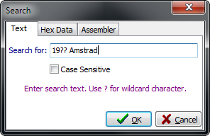 Debugger Text Search